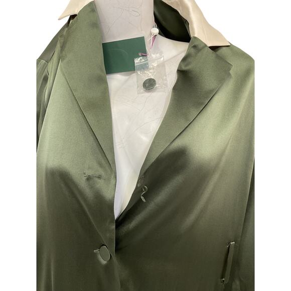 Simkhai Belted Silk-Charmeuse Olive Seline Jacket Size XS - Picture 6 of 6